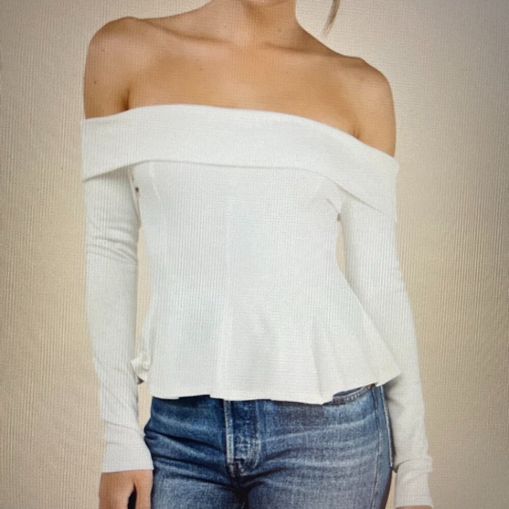 LuLu's Ivory Off-the-Shoulder Long Sleeve Top XL